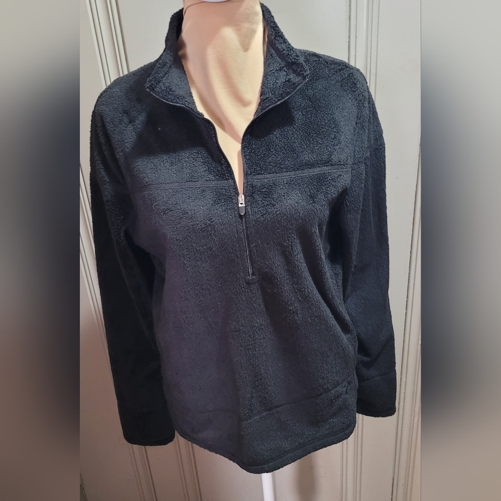 IZOD Quarter Zip Fleece Pullover Women's Size Medium Black Very Soft